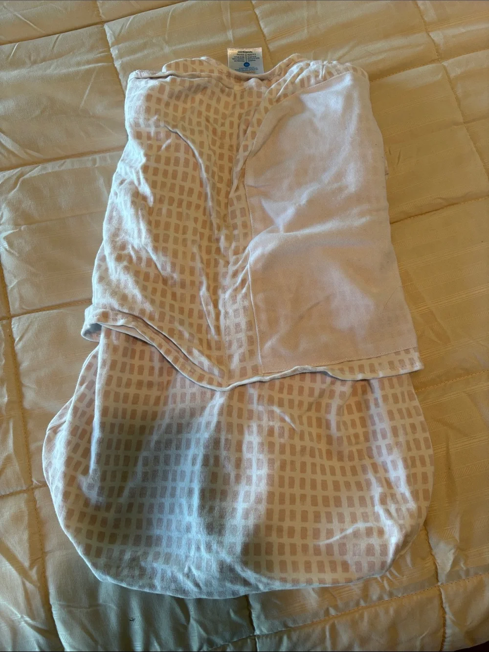 Halo SleepSack Swaddle in Beige with Light Pink Grid - Picture 3 of 4